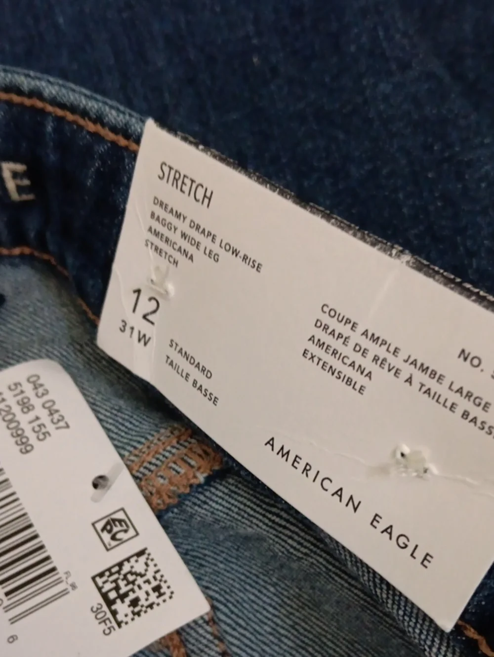 AMERICAN EAGLE..DREAMY DRAPE LOW RISE BAGGY WIDE LEG..SIZE 12